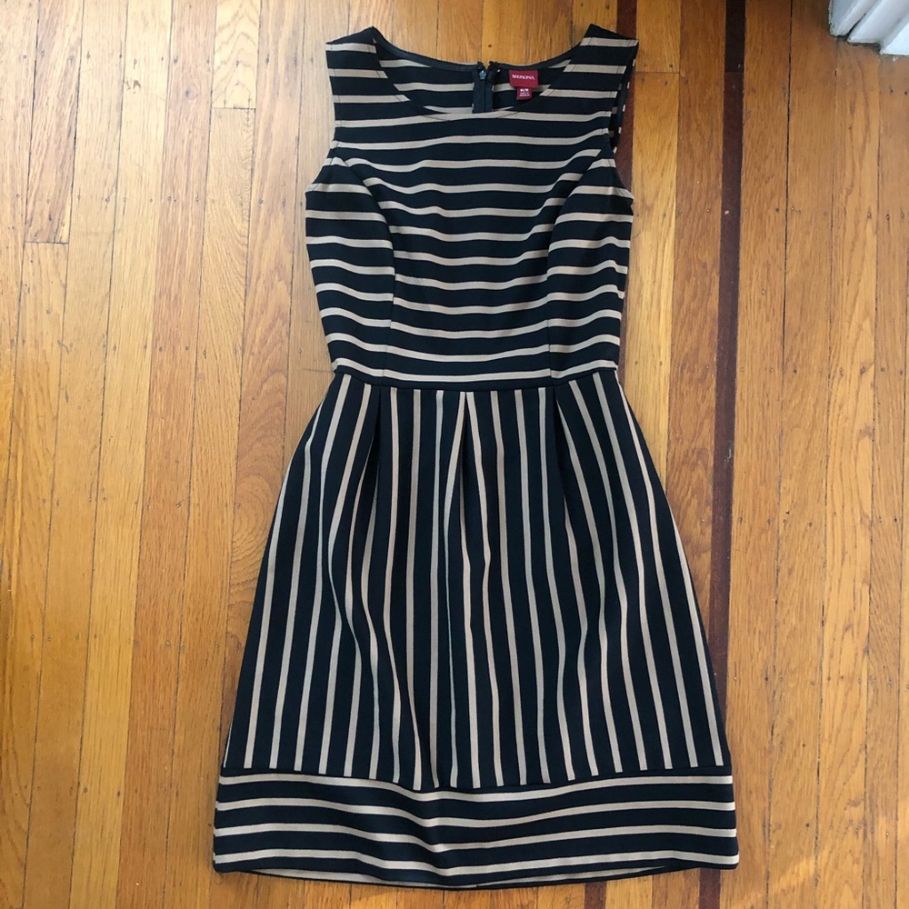 🌟 NEW women’s Merona striped shift dress M black